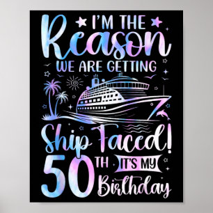 Póster Cumpleaños de barco Cumpleaños 50 Cumpleaños Cruce