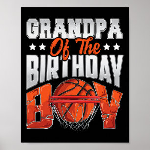 Póster cumpleaños de basketball de abuelo Boy Family Ball