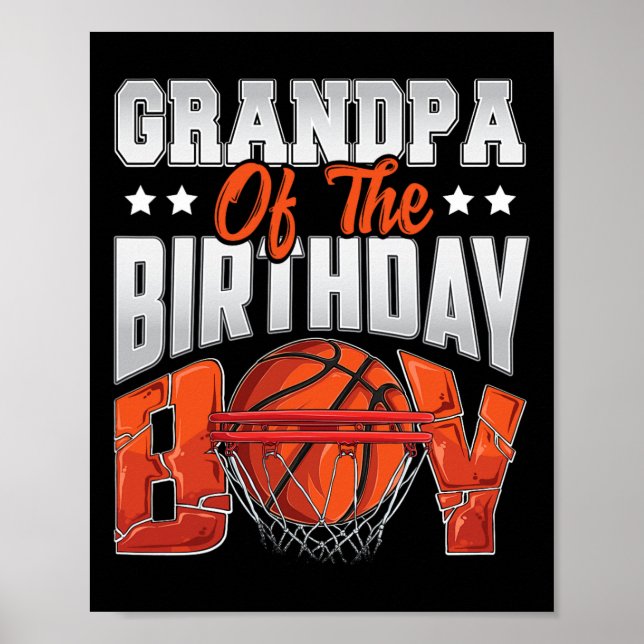 Póster cumpleaños de basketball de abuelo Boy Family Ball (Frente)