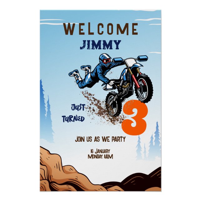 Póster Cumpleaños de bicicleta de acrobacias para niño mo (Anverso)
