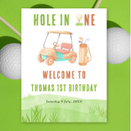 Póster Cumpleaños de bienvenida de golf Hole In One