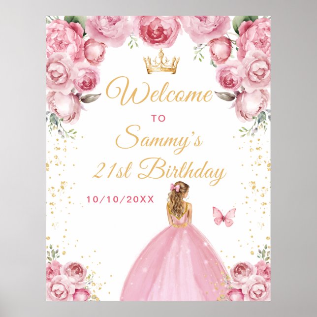 Póster Cumpleaños de Bienvenida de la Princesa de Cabello (Frente)