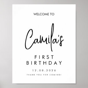 Póster Cumpleaños de bienvenida de primer cumpleaños de g