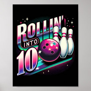 Póster Cumpleaños de Bolos Rodando en 10 Fiesta Cumpleaño