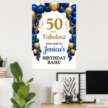 Cumpleaños de brillante azul y oro plano