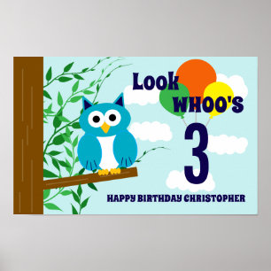 Póster Cumpleaños de búho