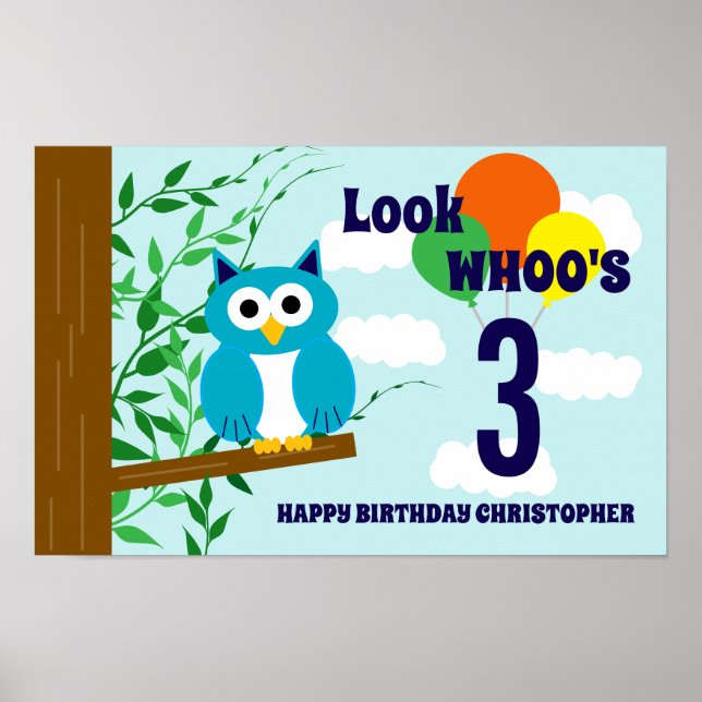 Póster Cumpleaños de búho (Frente)