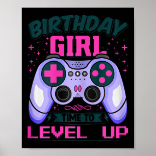 Póster Cumpleaños de chica jugadora Hora de subir de nive