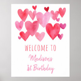 Póster Cumpleaños de Corazales de Acuarela
