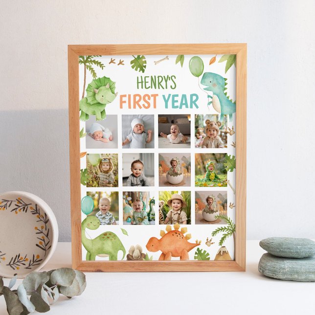 Póster Cumpleaños de dinosaurio lindo Primer año Foto Hit (Subido por el creador)