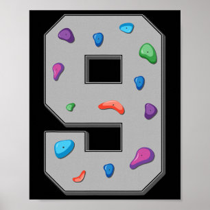 Póster Cumpleaños de escalador de 9 años Bouldering Escal