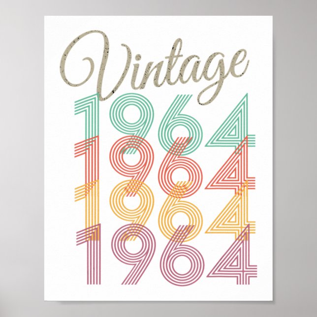 Póster Cumpleaños de Estilo Vintage de 1964 (Frente)