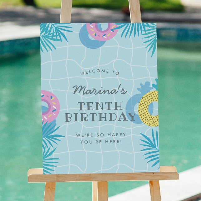 Póster Cumpleaños de fiesta en la piscina de verano moder (Subido por el creador)