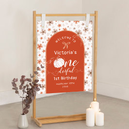 PÓSTER CUMPLEAÑOS DE FLORES DE CALABAZA CON ARCO Y LAZO N
