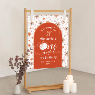 PÓSTER CUMPLEAÑOS DE FLORES DE CALABAZA CON ARCO Y LAZO N