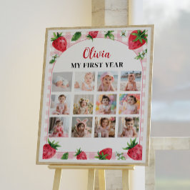 Póster Cumpleaños de fresa 12 Poster de foto hito