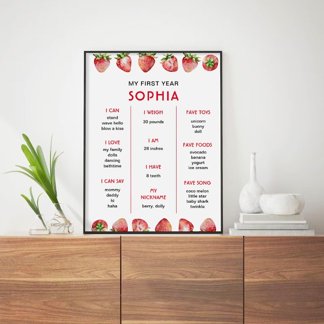 Póster Cumpleaños de fresa primer aniversario (Subido por el creador)