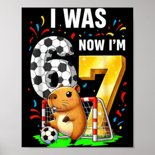 Póster Cumpleaños de fútbol de carpincho Fui 6 Ahora soy