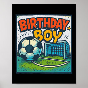 Póster Cumpleaños de fútbol Niño Fútbol Gol Cumpleaños de