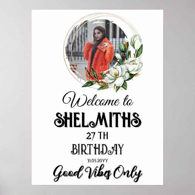 Póster cumpleaños de guerra floral (Frente)