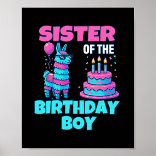 Póster Cumpleaños de hermana niño fiesta de piñata de lla