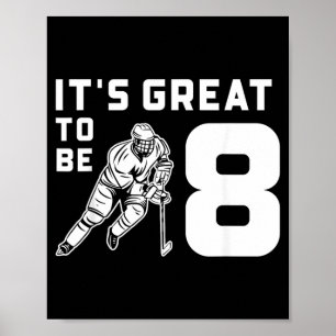 Póster Cumpleaños de Hockey sobre Hielo 8 Años Niños Niña