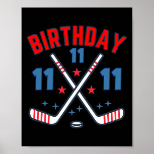 Póster Cumpleaños de Hockey sobre Hielo Once Niño Cumplea