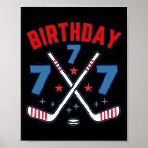 Póster Cumpleaños De Hockey Sobre Hielo Siete Niño 7 Años
