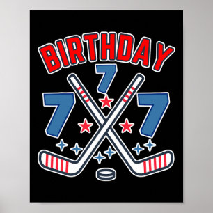Póster Cumpleaños De Hockey Sobre Hielo Siete Niño 7 Fies