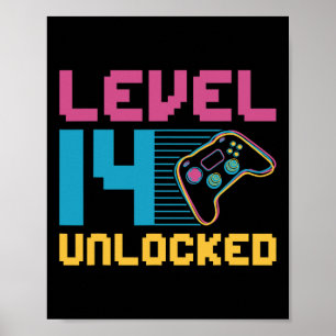 Póster Cumpleaños de Juegos Desbloqueados de Nivel 14