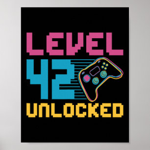 Póster Cumpleaños de Juegos Desbloqueados de Nivel 42