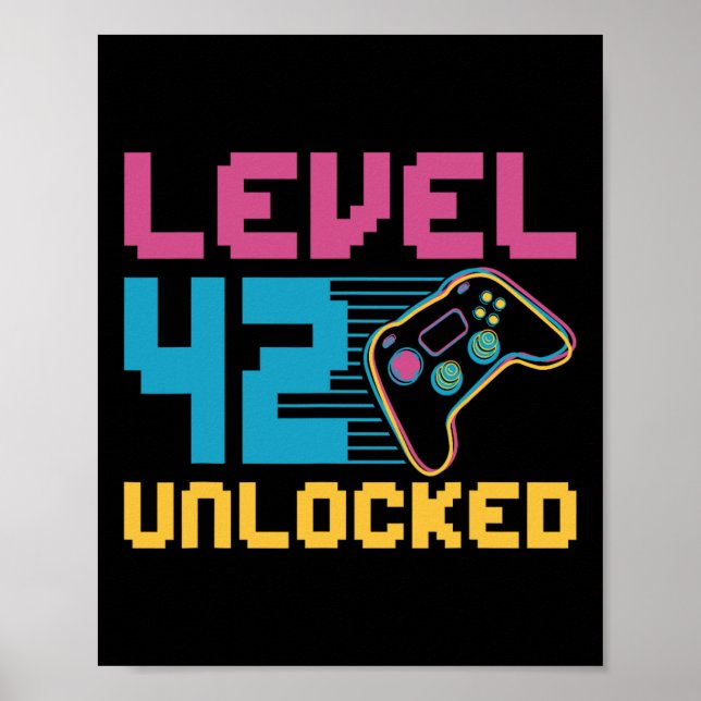 Póster Cumpleaños de Juegos Desbloqueados de Nivel 42 (Frente)