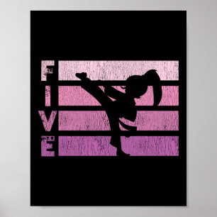 Póster Cumpleaños de Karate 5 años Chica de Taekwondo 5 a