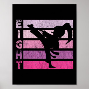 Póster Cumpleaños de Karate 8 años Chica de Taekwondo 8 a