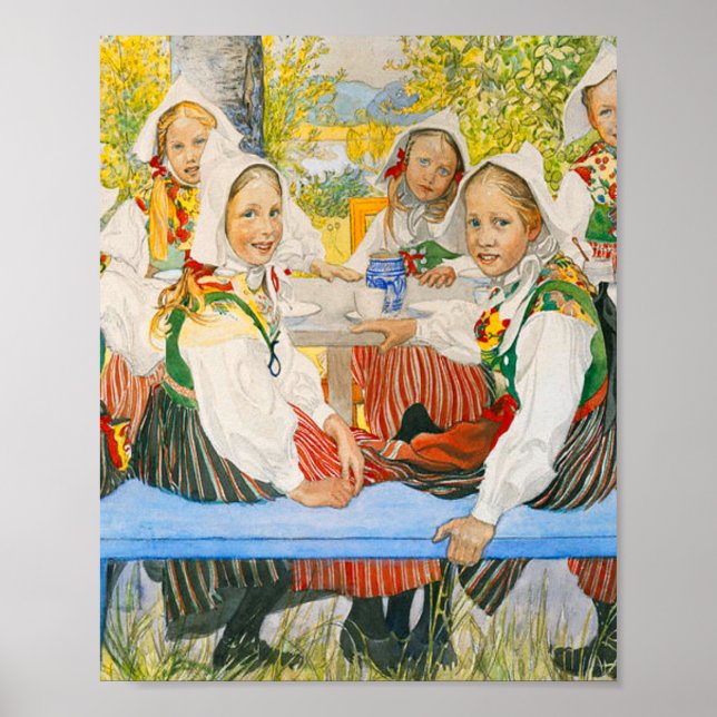 Póster Cumpleaños de Kersti por Carl Larsson (Frente)