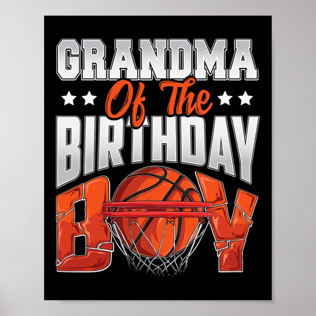 Póster cumpleaños de la abuela de baloncesto Boy Family B (Frente)