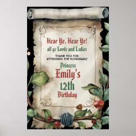 Póster Cumpleaños de la Edad Media Renacentista