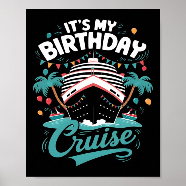 Póster Cumpleaños de la fiesta de cumpleaños de mi crucer (Frente)