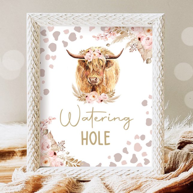 Póster Cumpleaños de la granja Cow Boho Hole Highlander (Subido por el creador)