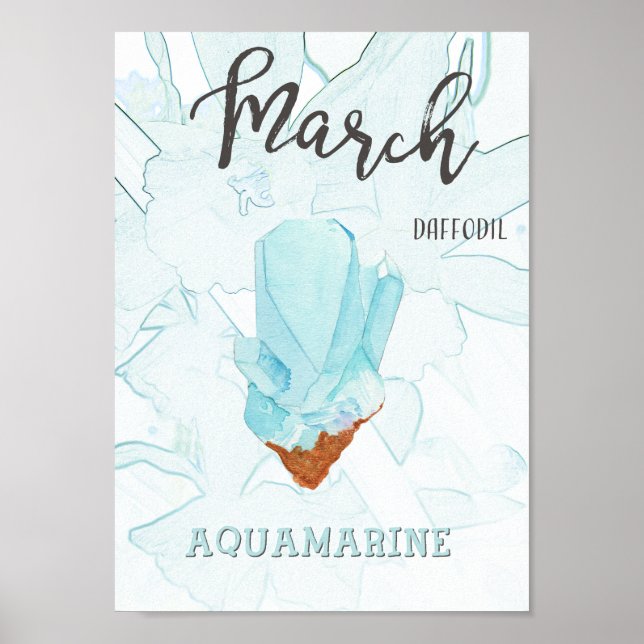 Póster Cumpleaños de la Marcha: Alumbramiento y Flor Aqua (Frente)
