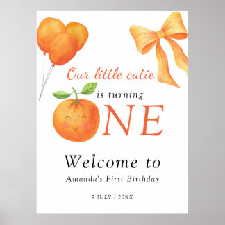 Póster Cumpleaños de Little Cutie Orange Citrus 1