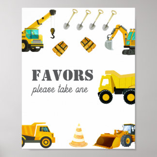 Póster Cumpleaños de los camiones de construcción