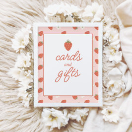 Póster Cumpleaños de los Chicas de fresa | Rótulo de tarj