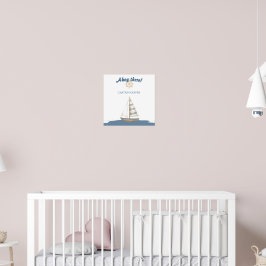 Póster Cumpleaños de los Niños Náuticos | Navy Blue & Whi