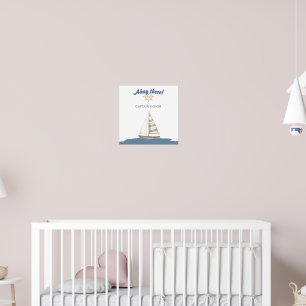 Póster Cumpleaños de los Niños Náuticos   Navy Blue & Whi