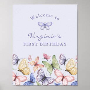 Póster Cumpleaños de Mariposa Morada