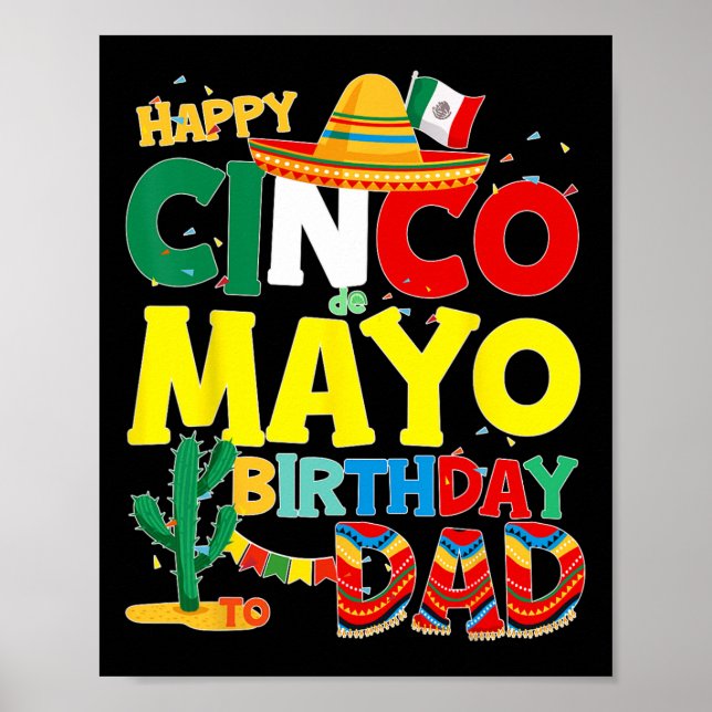 Póster Cumpleaños De Mayo A Papá Feliz Cumpleaños Padre M (Frente)