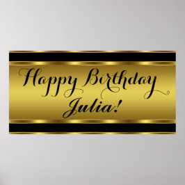 Póster Cumpleaños de negro y dorado