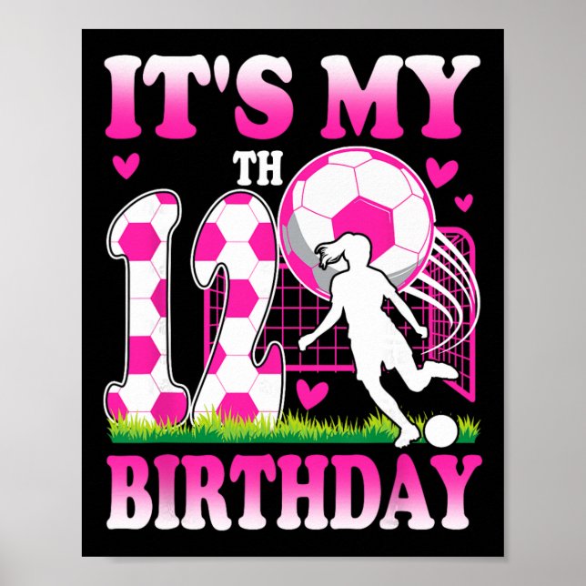 Póster Cumpleaños de niña de 12 años fiesta temática de f (Frente)