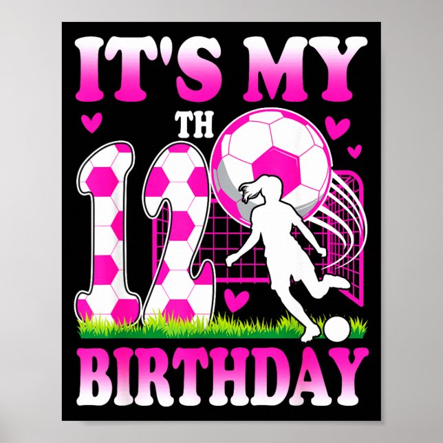 Póster Cumpleaños de niña de 12 años fiesta temática de f (Frente)